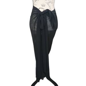 Ekouaer Ladies Size Medium Black Sheer Beach Tie On Wrap Skirt